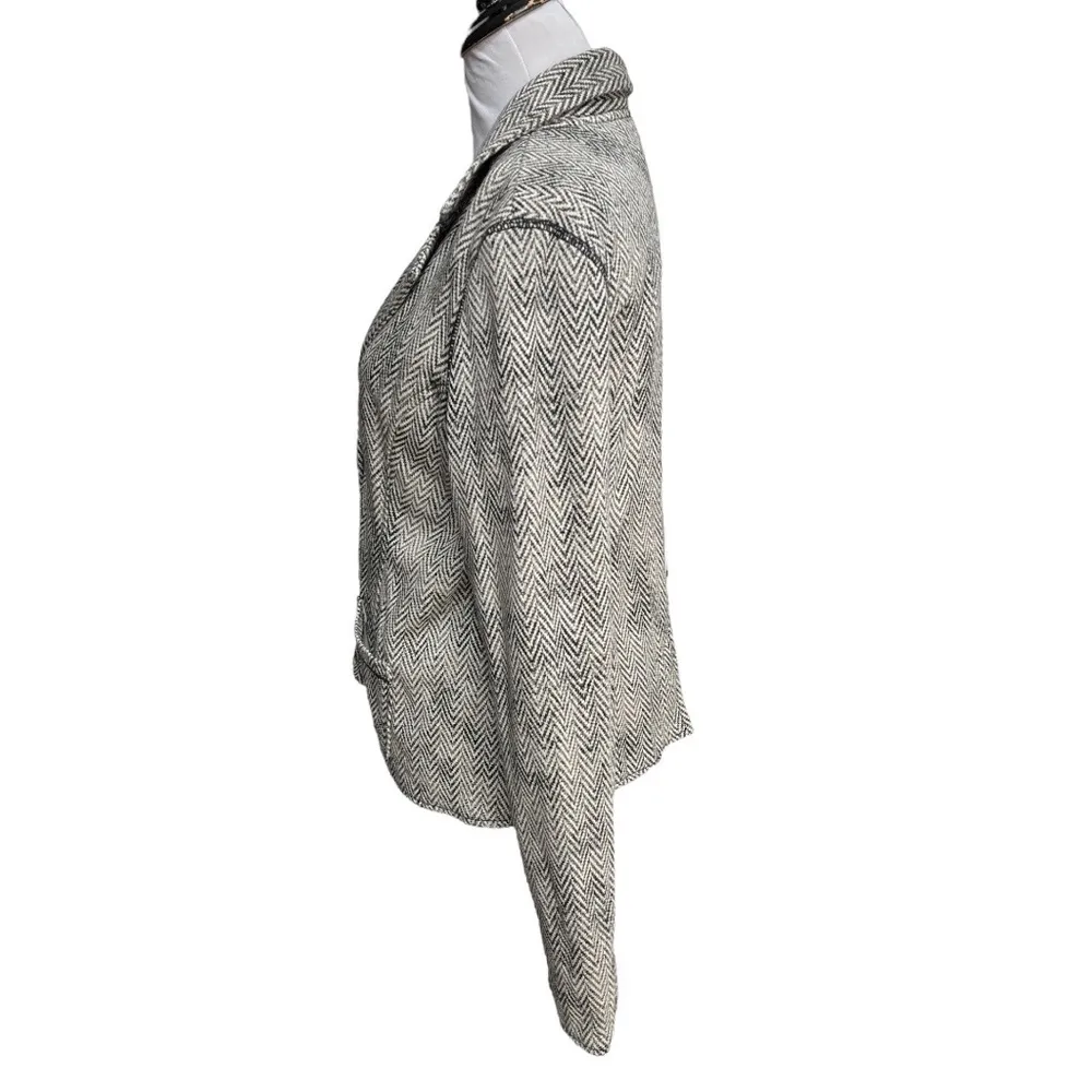 Aeropostale Chevron Cotton Blazer Jacket Black Cream Size XLarge - Image 4