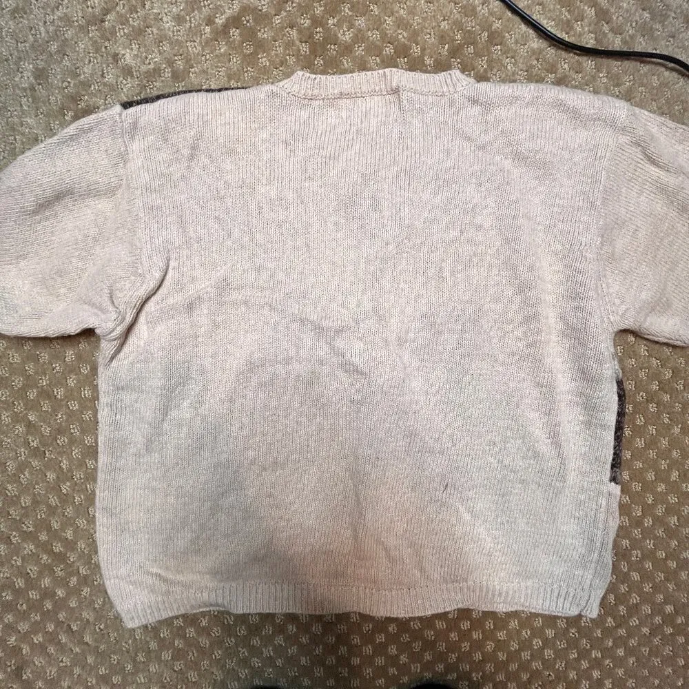 VTG Grandma Fall Leaf Knit Brown Cardigan Leaves Grannycore SZ L Sweater 80s Size L - Image 12