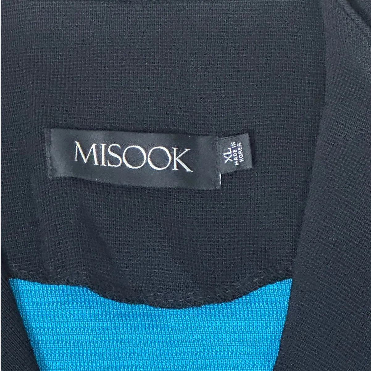 MISOOK Cardigan Jacket Pink & Blue Color Block Ribbed Open Front Knit - Image 3