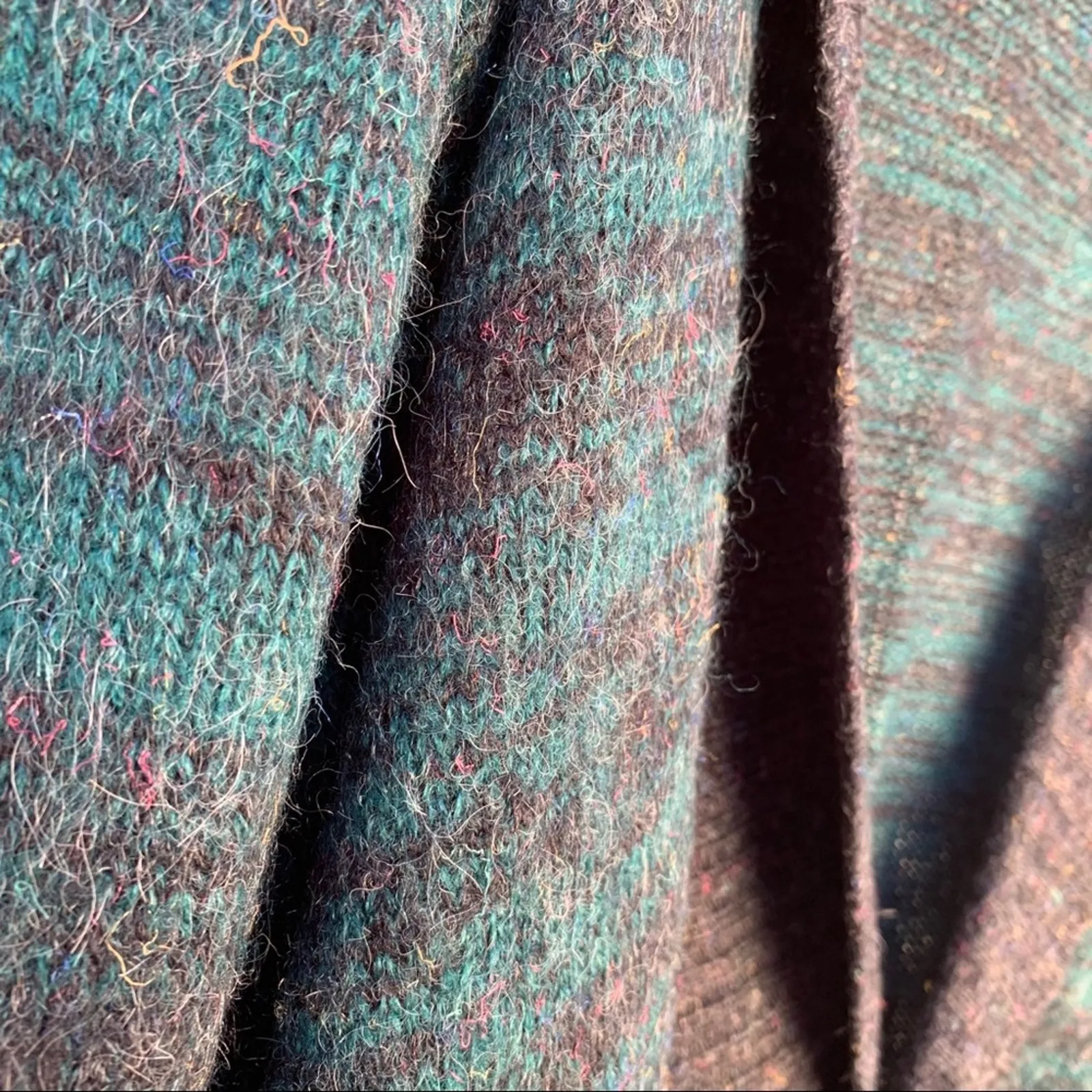 Vintage Adam Sloane grandpa cardigan sweater teal charcoal LARGE Green - Image 3