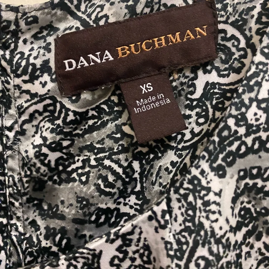 Dana Buchman Womens Tank Top XS Black & White Paisley Boho Bohemian Print - Image 2
