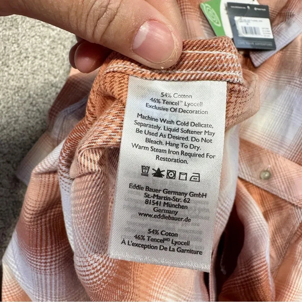 NWT Eddie Bauer Women’s Firelight Flannel Shirt Button Down in Burnt Orange M - Image 12