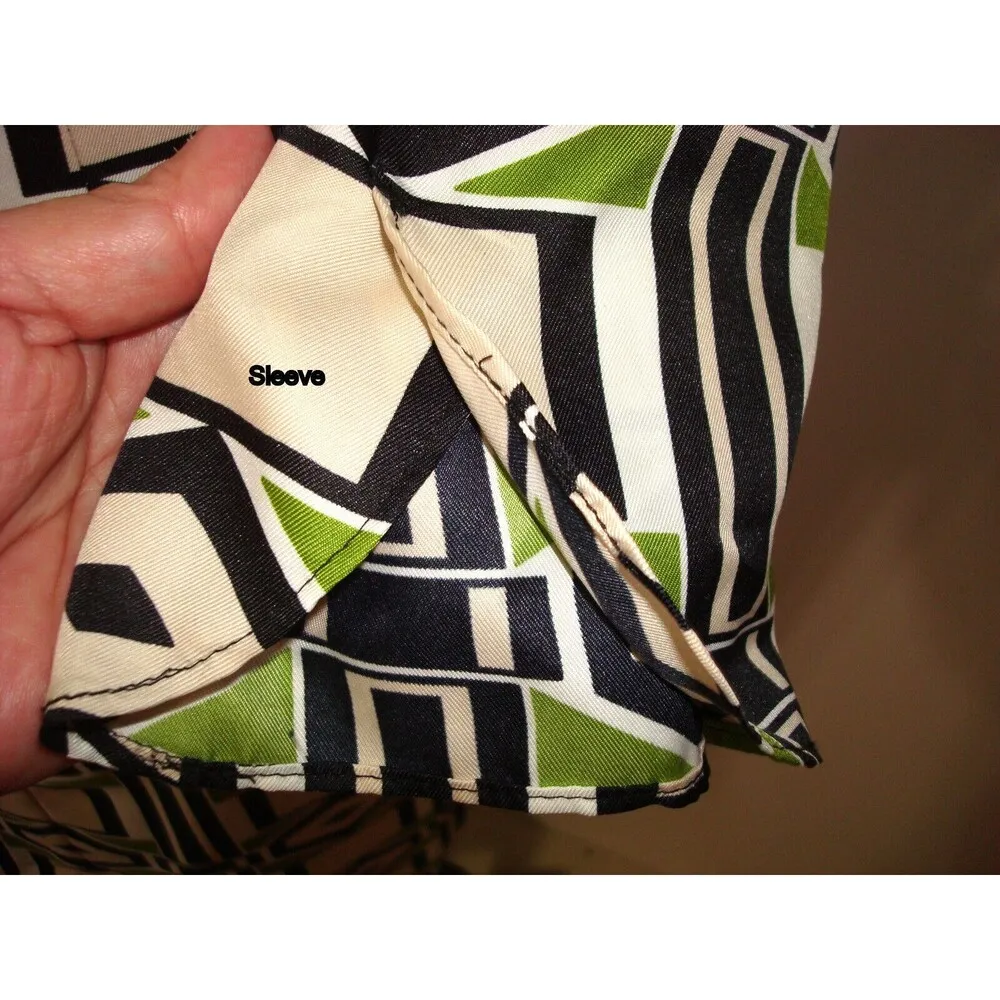 New Womens Jones New York Collection Graphic Dress Green 8 Black White Tan Zip - Image 4