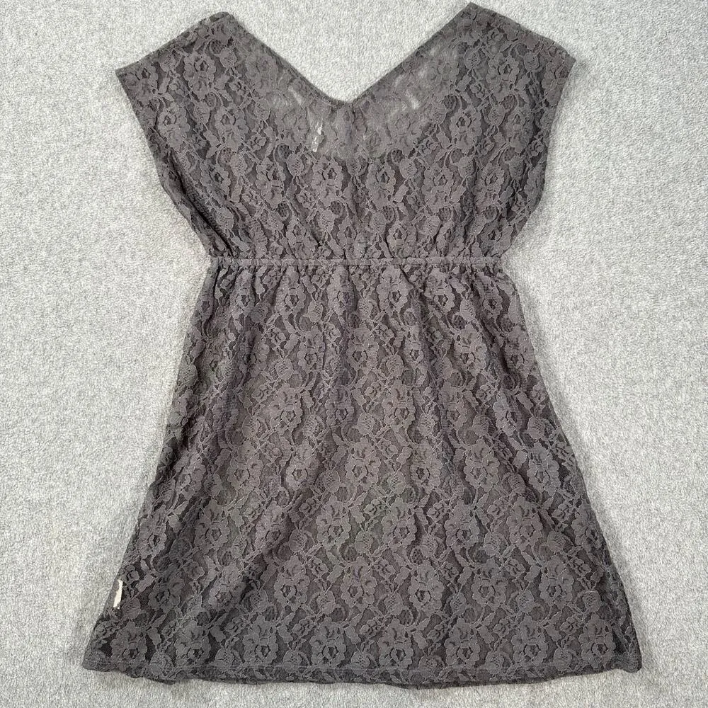 Free People Sheer Gray Lace Mini Dress Size X-Small Coverup Tunic Sleeveless - Image 8