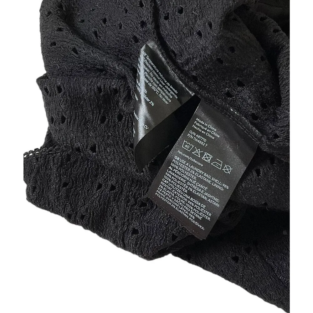 H&M Black Hook & Eye Front Closure Eyelet Tube Tank Top Women Sz XL NWT | 47-22 - Image 3