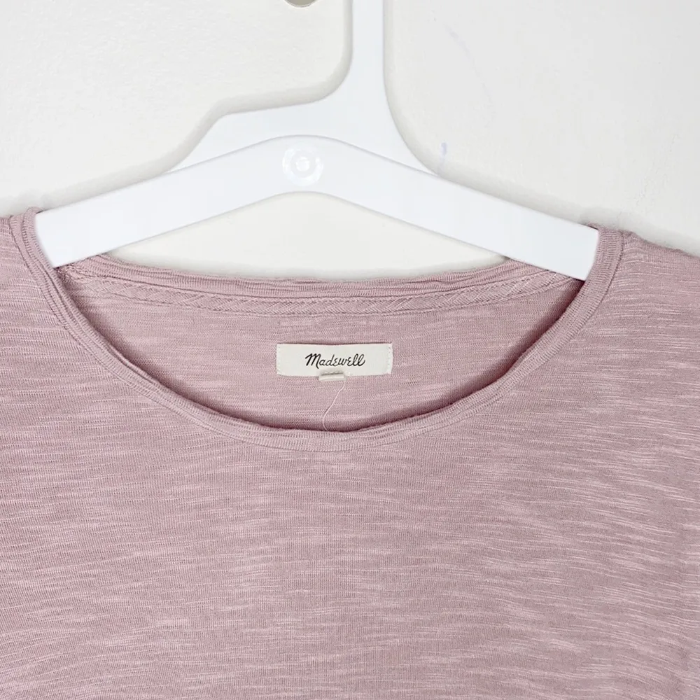 Madewell anthem forward seam long sleeve t-shirt in ash stone pink size S - Image 4