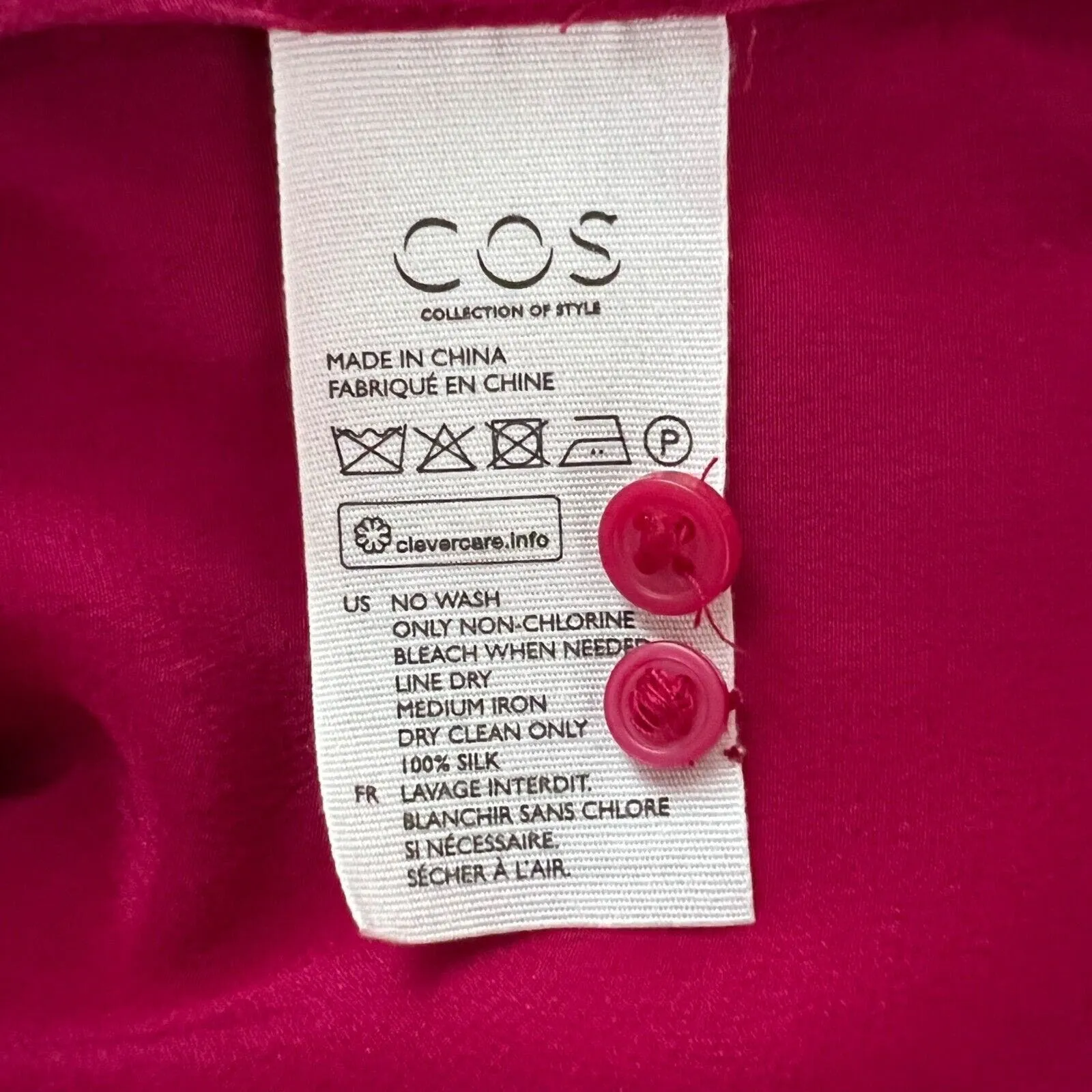 COS Blouse Women 2 Raspberry Pink Blouse Casual Career Office Workwear Versatile - Image 7