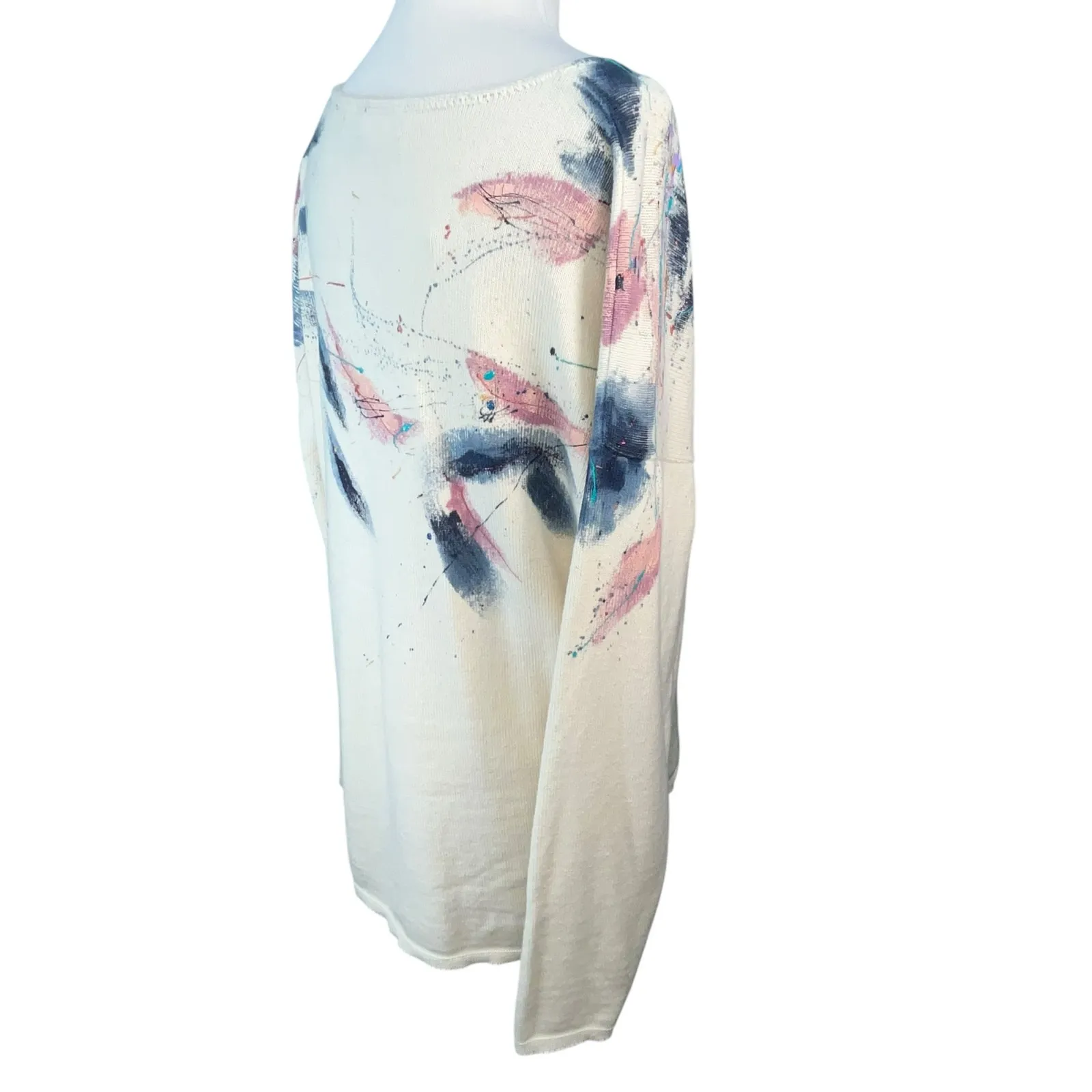 Sarah Hand Painted Originals Vintage‎ Off White Wearable Art Sweater L/XL - Image 5