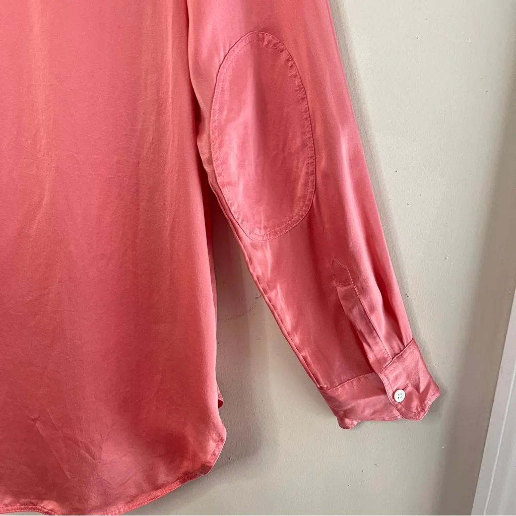 BANANA REPUBLIC Heritage Collection Salmon Silk Button-Up Blouse, Large - Image 7