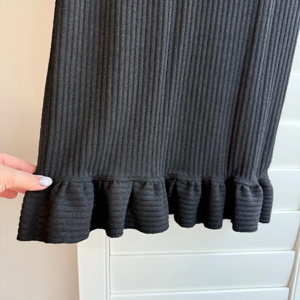 Urban Outfitters rib midi pencil skirt with frilled hem - Image 3