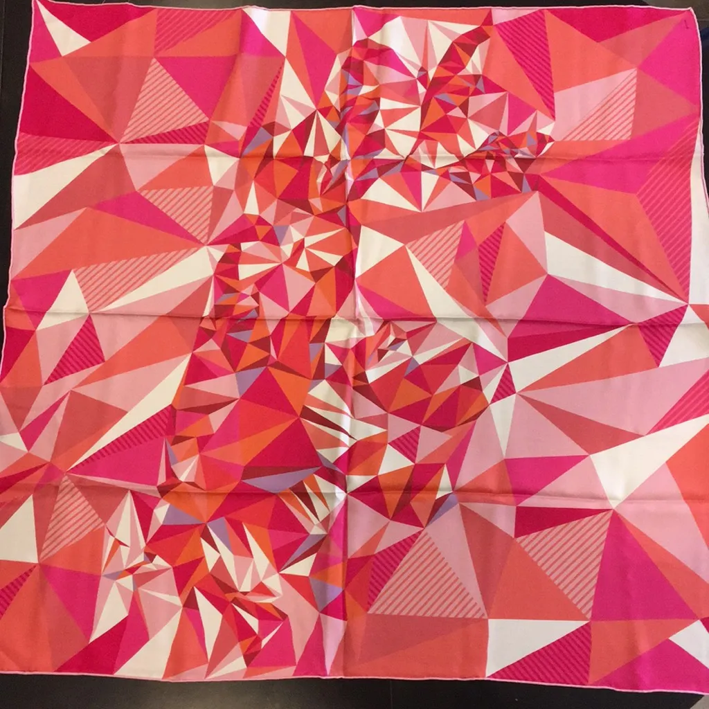 Chicory San Francisco Pink Mosaic Silk Scarf 90x90cm | 100% Mulberry Silk - Image 2