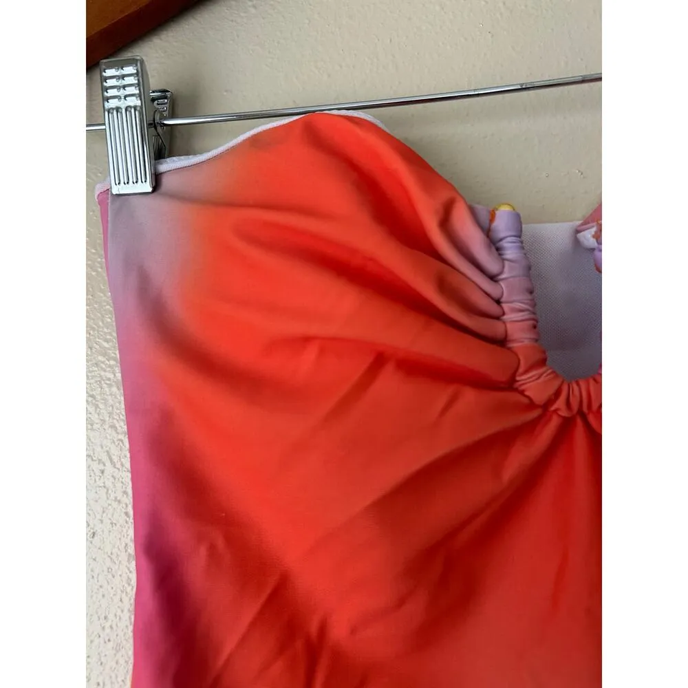 PrettyLittleThing Orange Multi Ombre Bandeau Swimsuit Size US 6 - Image 3