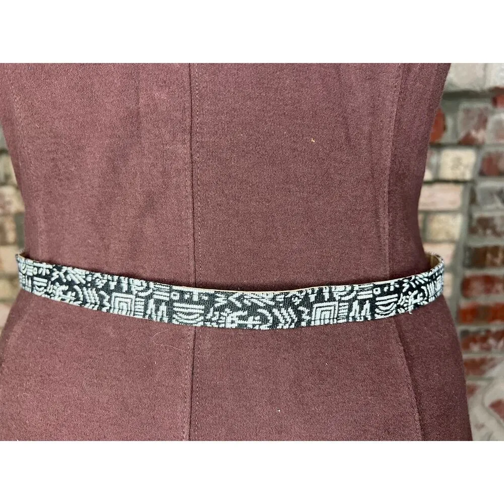belt skinny vintage cloth covered 1990s black white tribal - Image 6