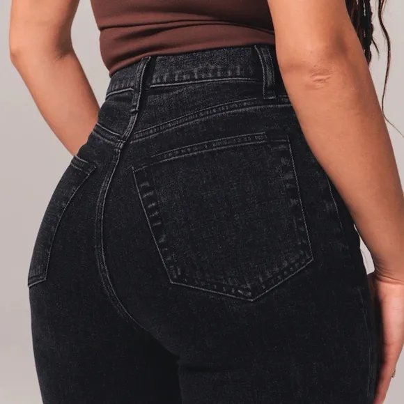 Abercrombie & Fitch A&F The Dad High Rise Jeans Washed Black Wash Siz 25 00 Long - Image 8