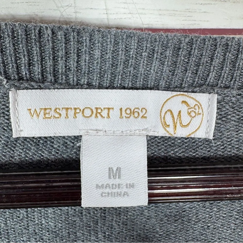Westport 1962 Rhinestone Penguins Sweater Grey Medium Lightweight Crewneck - Image 9