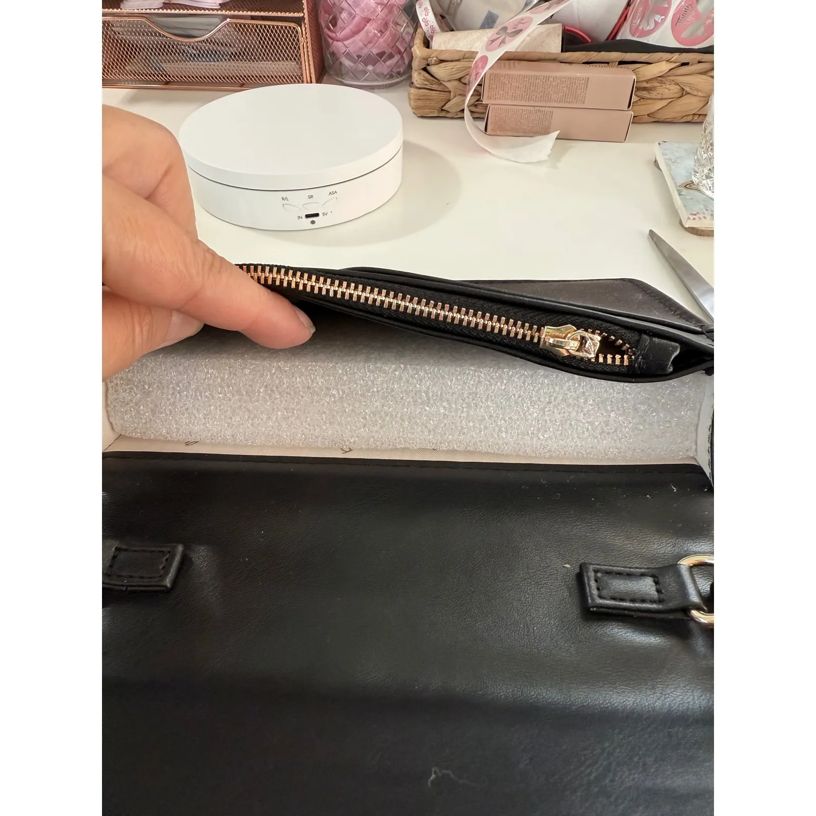 bebe Black‎ Woven Crossbody | Chain Strap | Evening Purse | New - Image 7