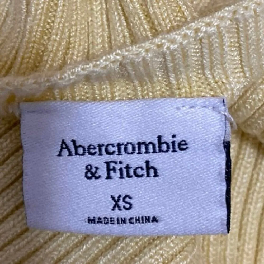 Abercrombie & Fitch Yellow Ribbed Knit Sleeveless Cami Camisole Tank Crop Top XS - Image 3
