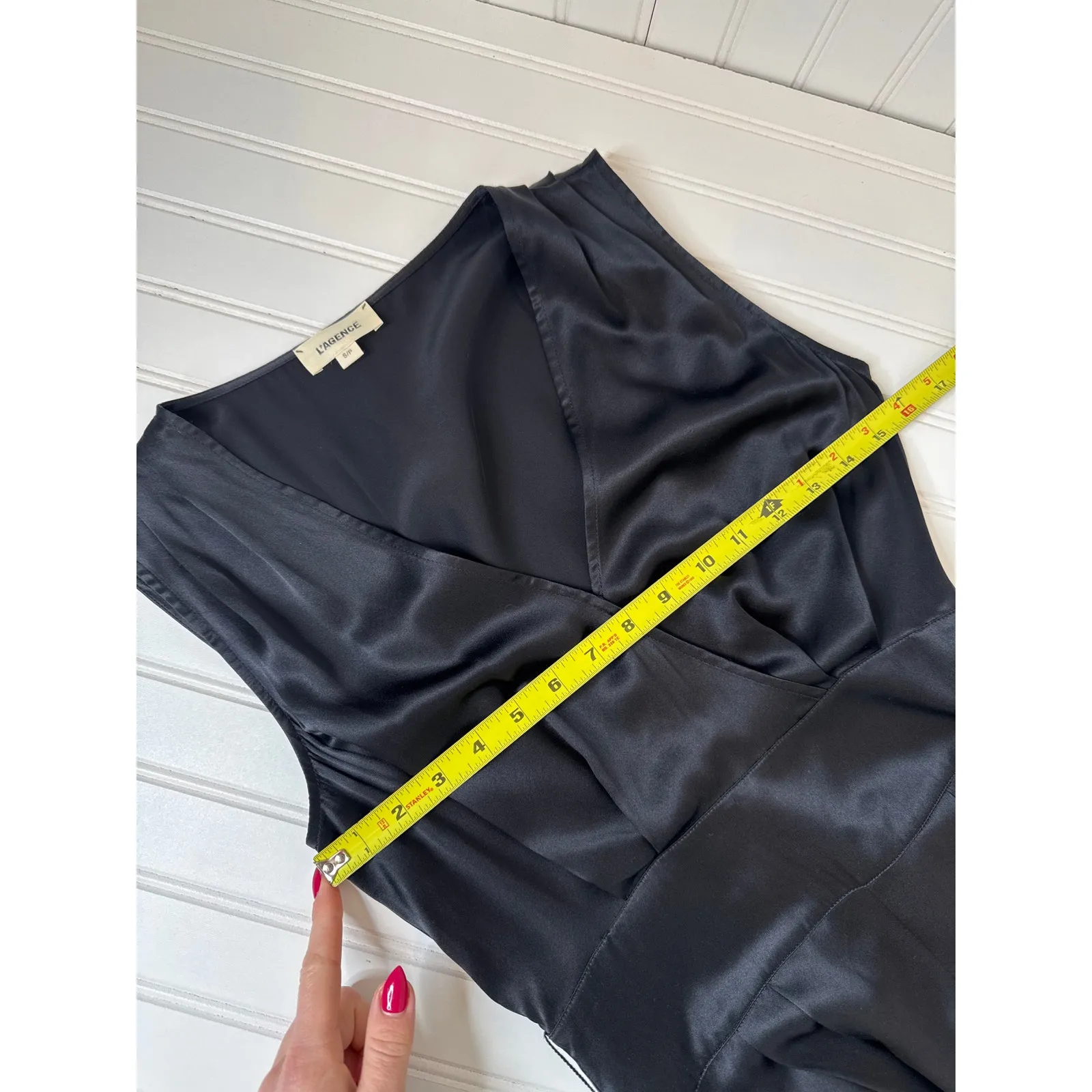 NWOT L’AGENCE Lucinda Jumpsuit Black V-Neck Sleeveless Silk Party NO BELT Size S - Image 4