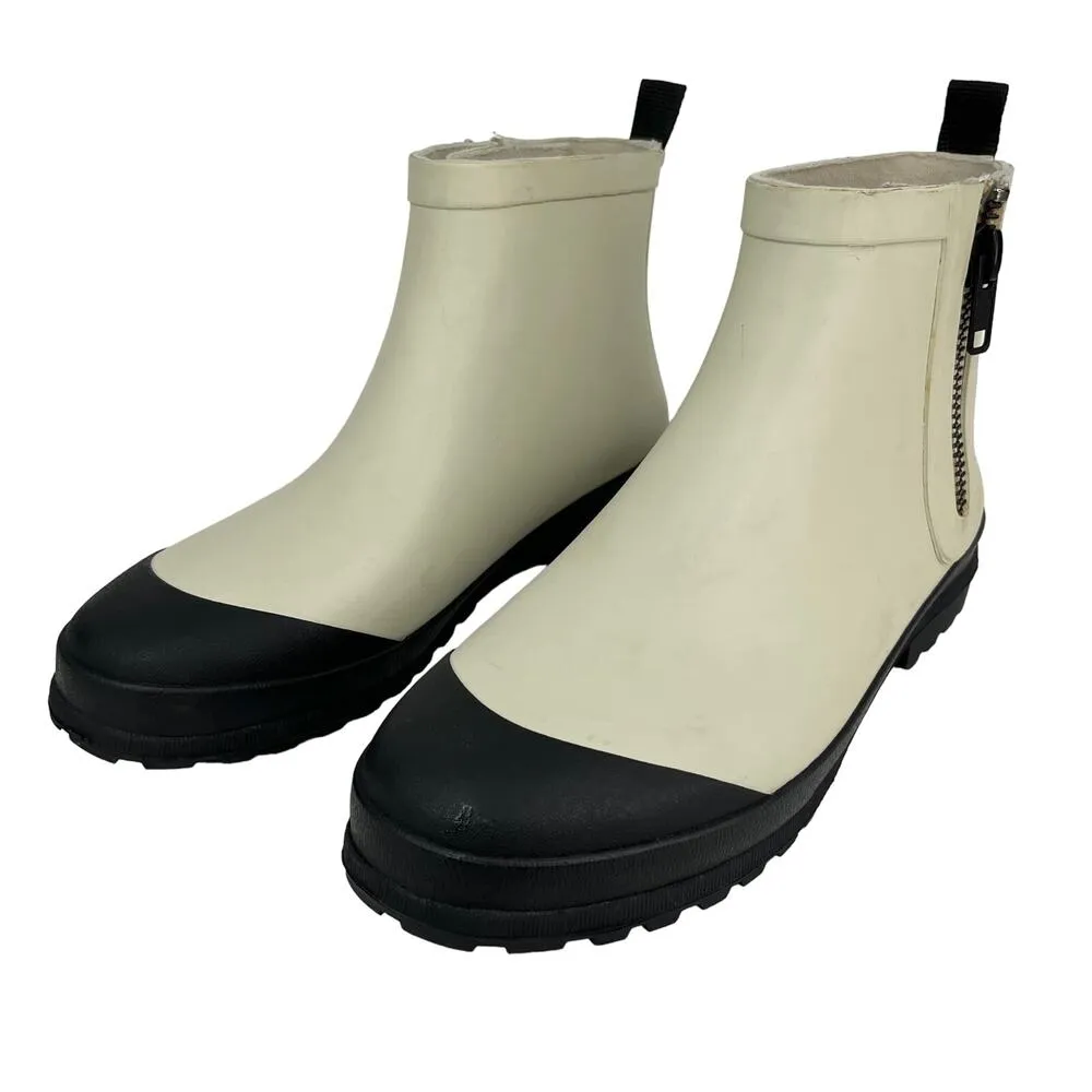 Madewell The Zip-Up Lugsole Rain Boot Beige Black 9 Ashen Silver - Image 2