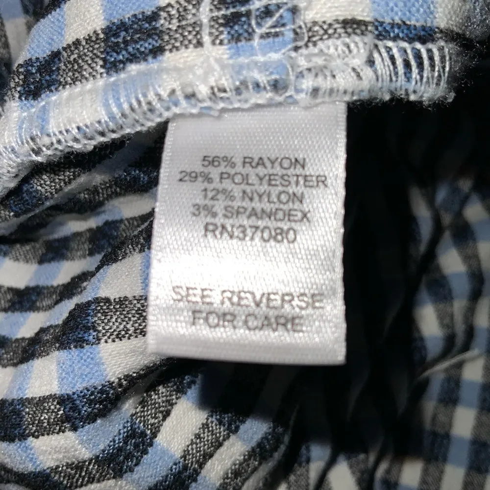 Versions Blue Black White Gingham Checker Pull Up Stretchy Skinny Cropped Pant 2 - Image 5