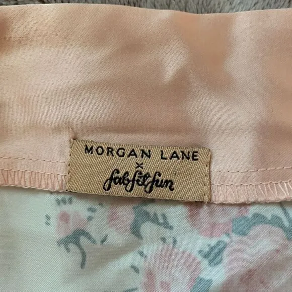 Morgan Lane x FabFitFun Robe Satin Floral‎ Print Long Sleeve Tie Waist White S/M - Image 6