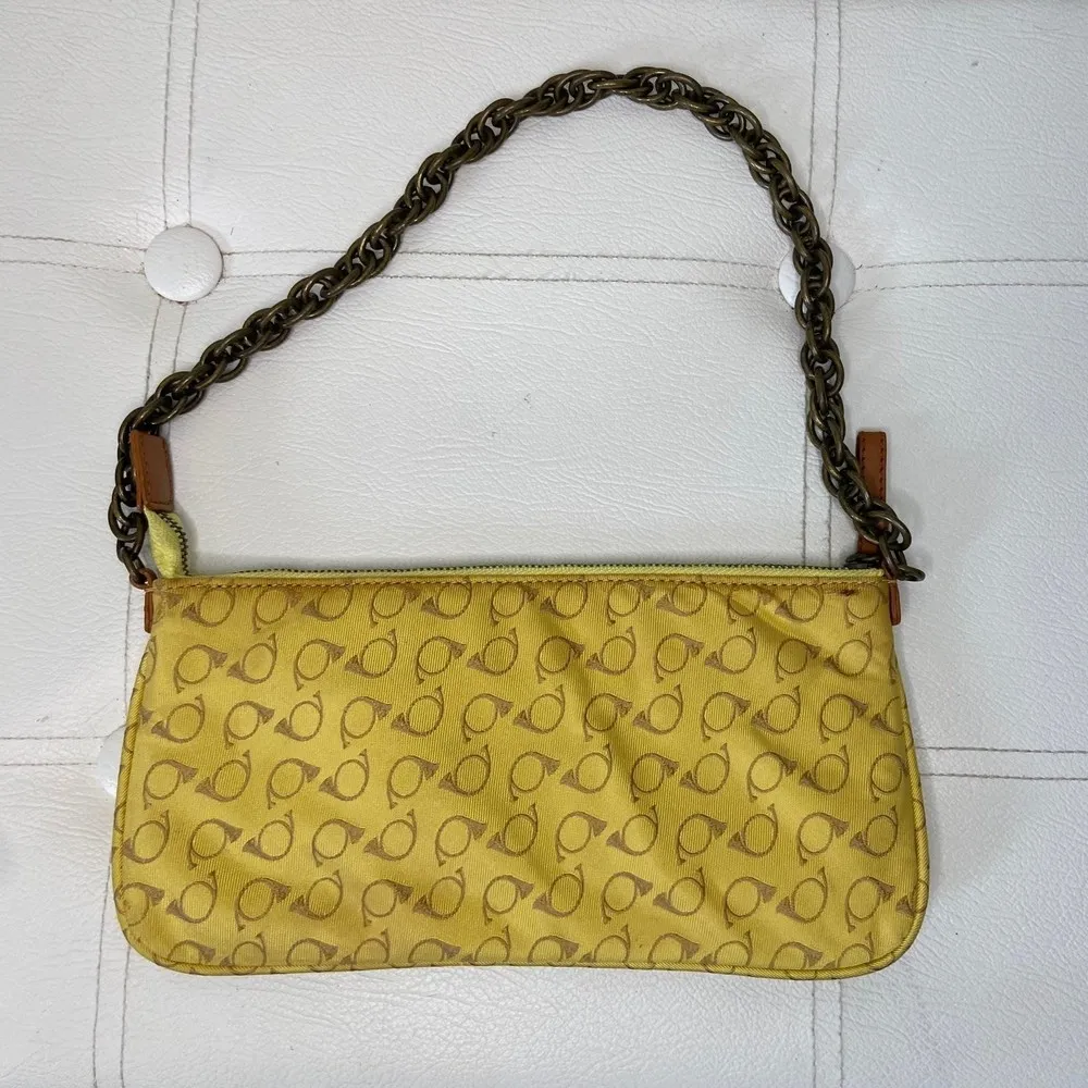 J Crew Yellow Silk French Horn Micro Bag - Image 4