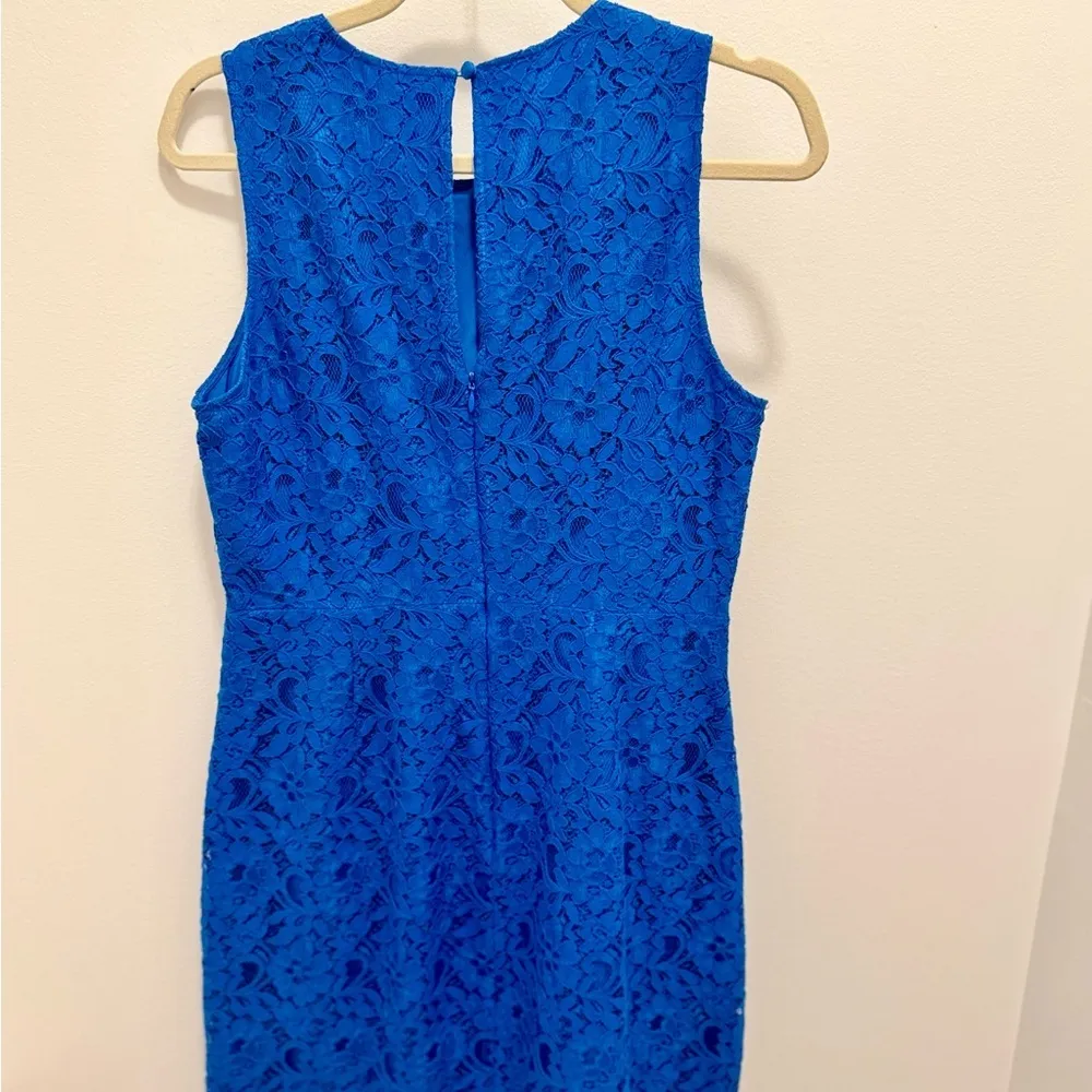 J.Crew Cobalt Blue Lace Sheath Dress Size 8 Wedding Guest Cocktail - Image 3