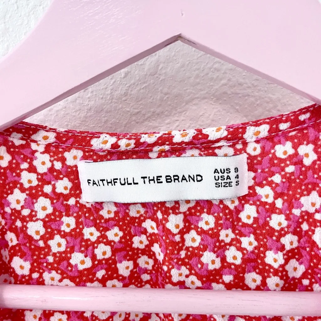Faithfull the Brand Louella Floral-Print Wrap Dress Red Size 4 - Image 3
