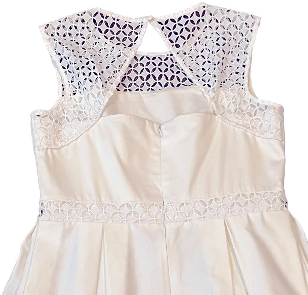 CALVIN KLEIN white dress crisp cotton size 8 sleeveless zipper back. - Image 6