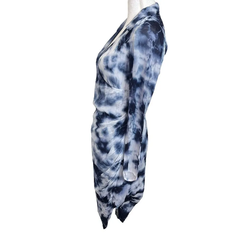 Miaou Vanessa Indigo Tie Dye Dress Women’s Size XS Long Sleeve Asymmetrical Blue - Image 4