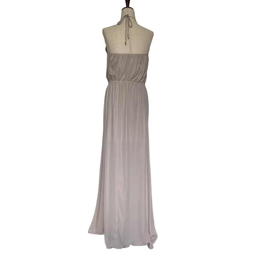 Show Me Your Mumu Heather Halter Maxi Dress Size Medium Champagne Sheer Prom - Image 7