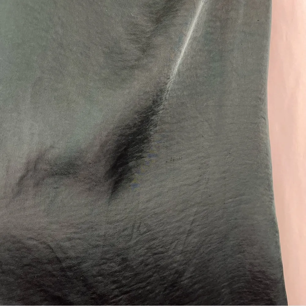 Kendall & Kylie XS Deep Green Silk Slip Slit Mini Dress Square Neckline - Image 4