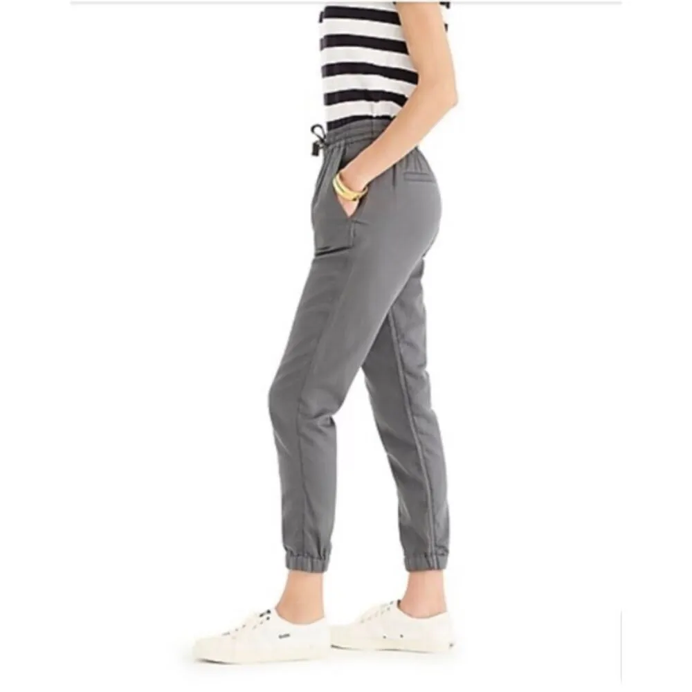 J Crew 100% Cotton Gray Point Sur Seaside Elastic Waist Hem Till Pants No Sz Tag - Image 14