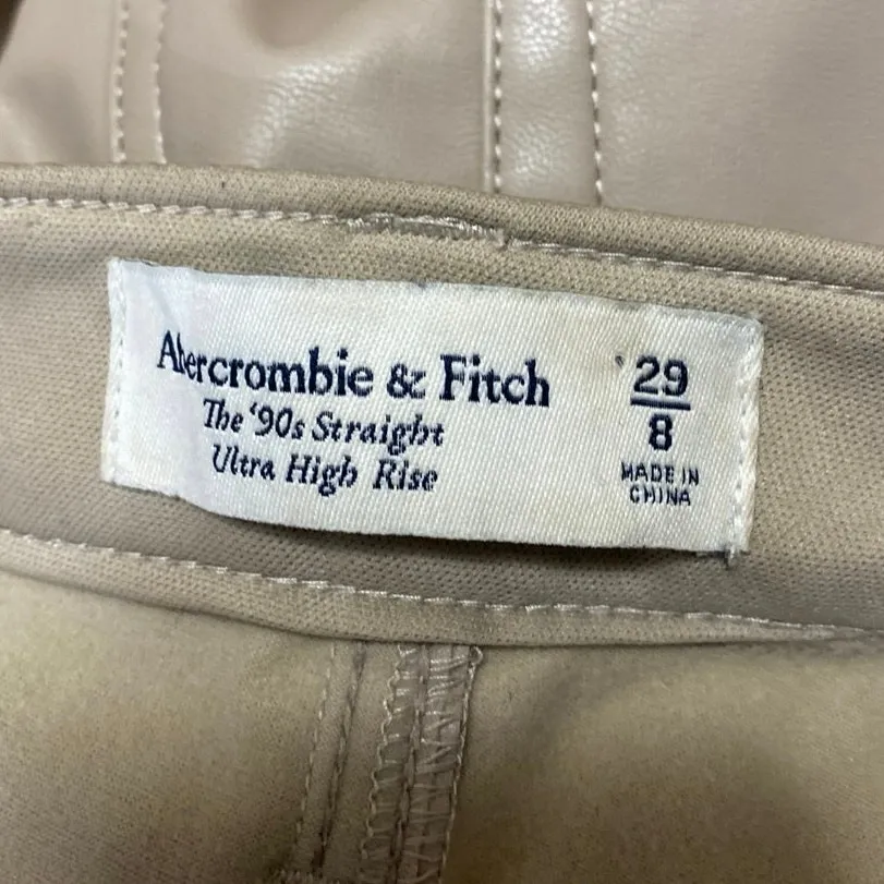 Abercrombie & Fitch The 90s Straight Ultra High Rise Beige Trousers Pants Size 8 - Image 4