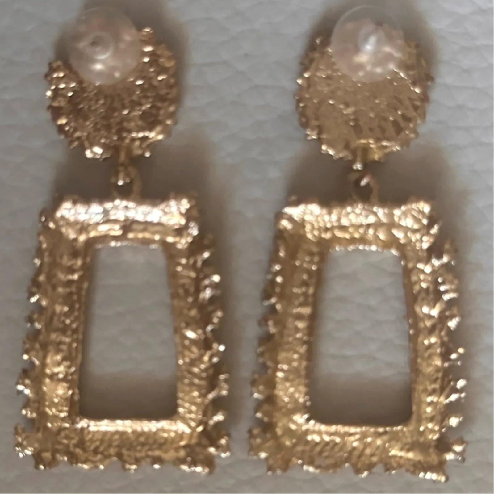 Gold Door Knocker Earrings Pierced Hanging Statement Jewelry Holiday - Image 2
