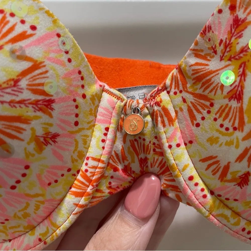 Victoria’s Secret Orange Yellow and Pink Lined Strapless Removable Straps Bra - Image 3