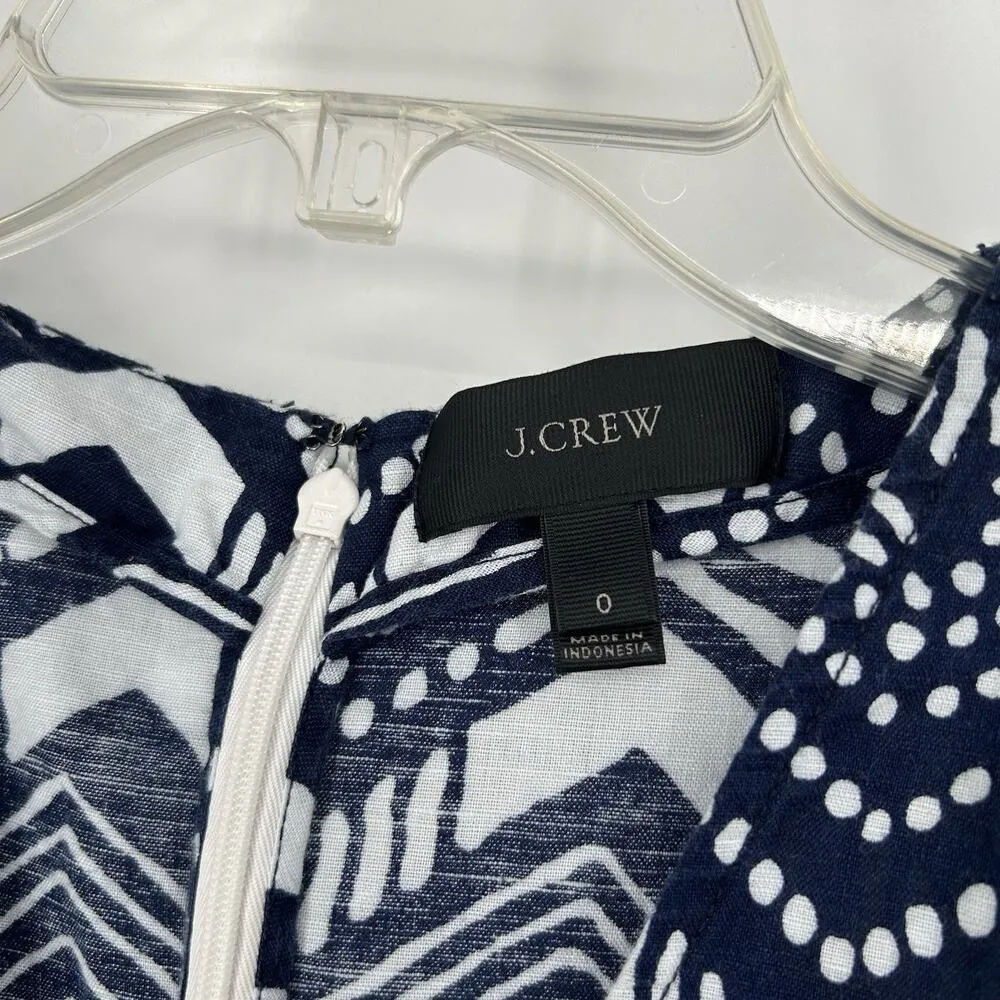 J Crew Linen Blend Jumpsuit Cropped Blue White Beach Tapered Sleeveless Size 0 - Image 10