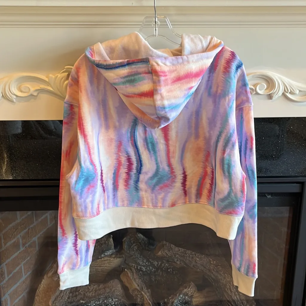 Comfy Cropped Hoodie Water Color Sweatshirt Womens Medium New - Image 10