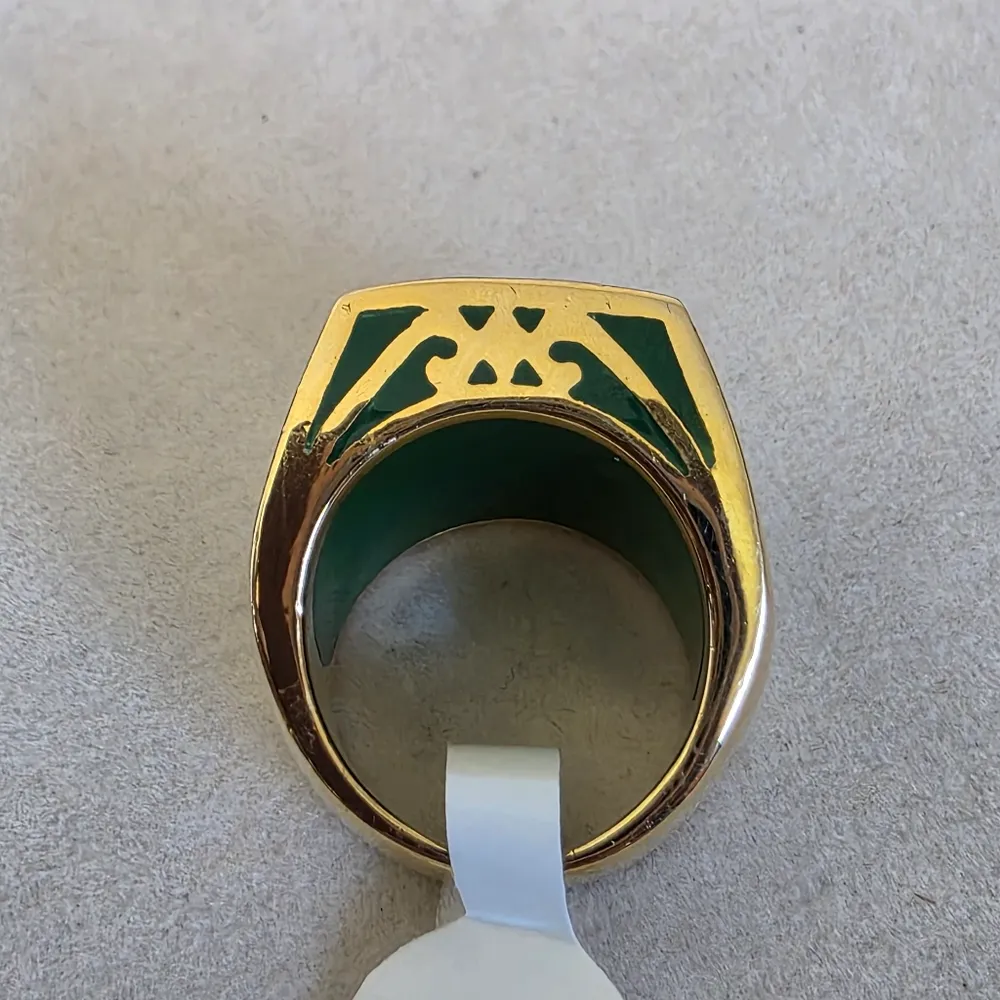 Gold Filled Chunky Filigree Ring with Green - Image 5