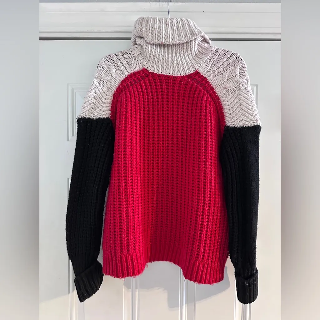 Reiss‎ JAN COLOUR BLOCK CABLE KNIT ROLL-NECK JUMPER XS - Image 8