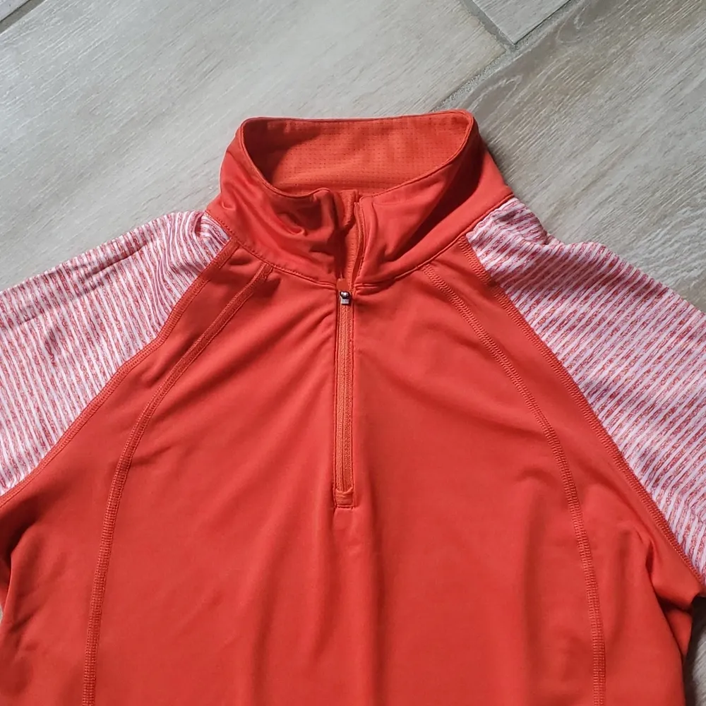TCM Active Stripe Sleeve 1/4 Zip Pullover | Striped Sleeve 1/4 Zip Pullover Orange - Image 7