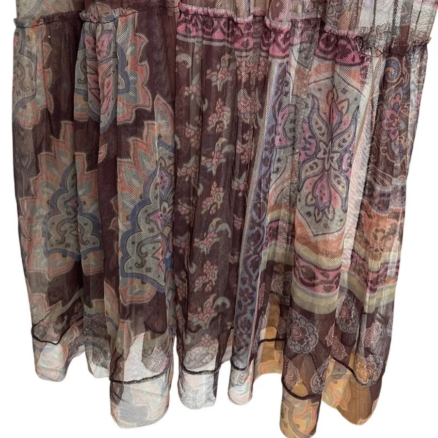 Johnny Was Biya Elexa Mesh Maxi Printed Embroidered Boho Dress, Size L, EUC - Image 6