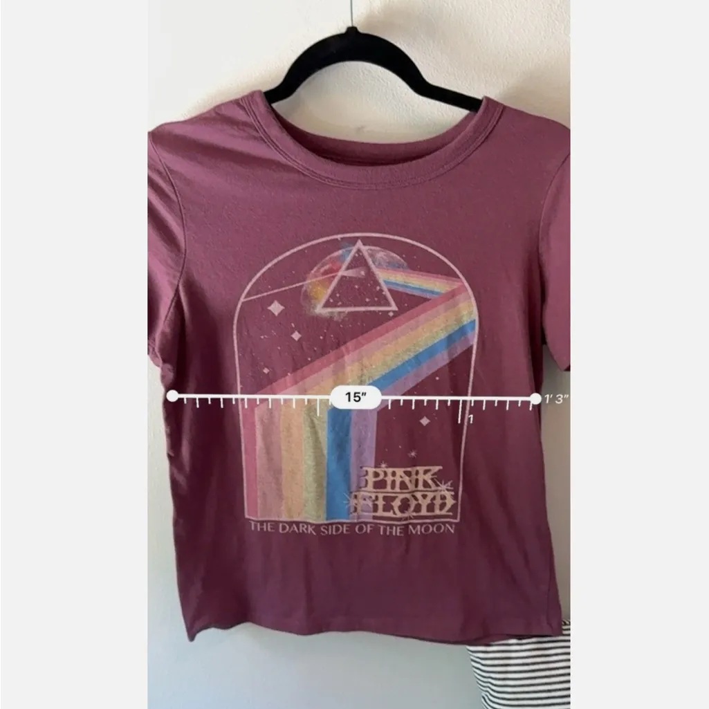 Pink Floyd Women’s T-Shirt Top Dark Side of the Moon Band Tee Maroon Size XS - Image 9