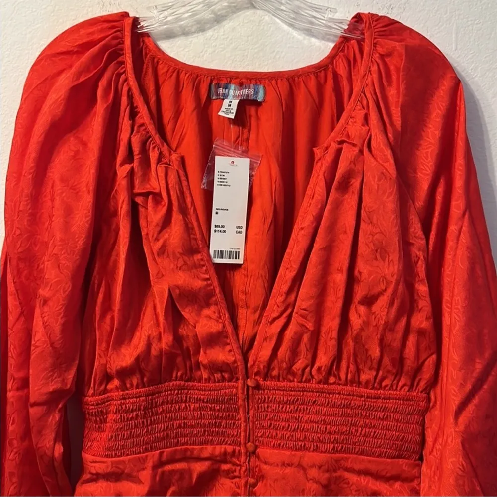 Urban outfitters Dress Medium red Rebecca long sleeve scarlet crimson mini NWT - Image 7