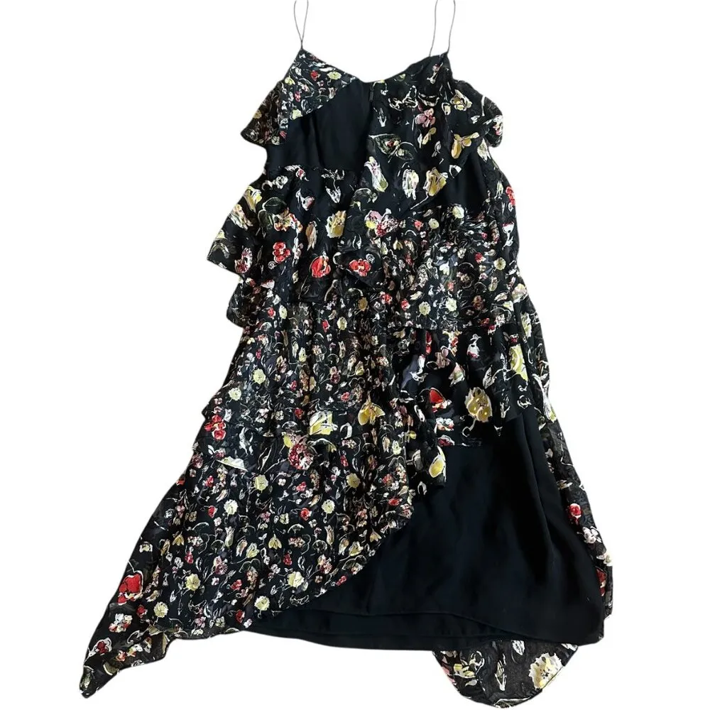 Grey by Jason Wu Painterly Floral Tiered Silk Blend Dress Spaghetti Strap Size 4 - Image 9
