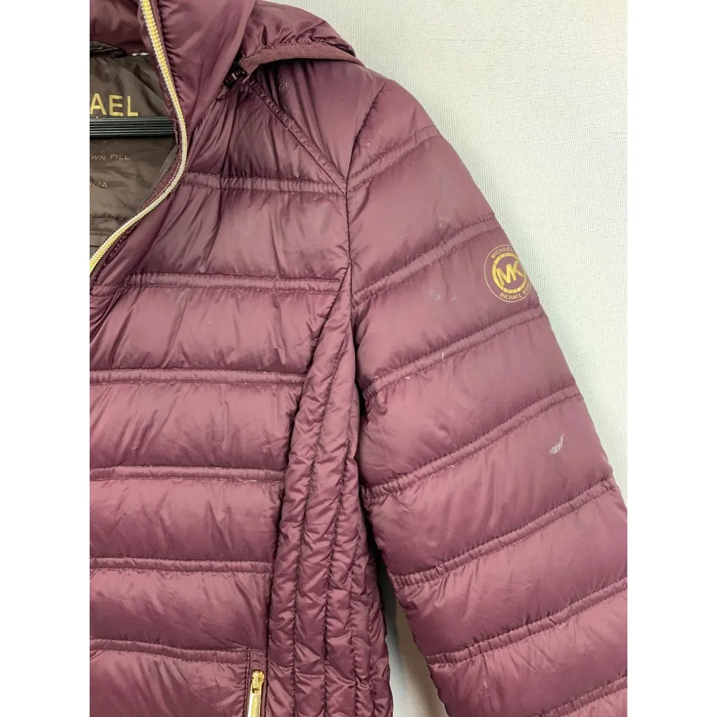 Michael Kors Womens XS Packable Down Puffer Jacket Nylon Plum - Image 3