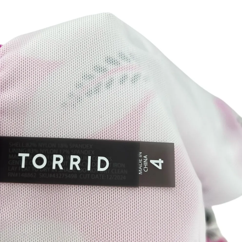 Torrid High-Rise‎ Ruched Bikini Bottom Carissa Floral Azalea Pink Plus Size 4X - Image 8