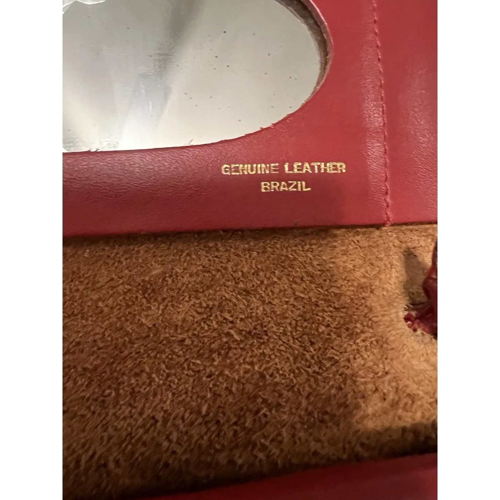 Vintage Genuine Red Leather 1970s Crossbody Bag Handmade In Brazil - Image 7