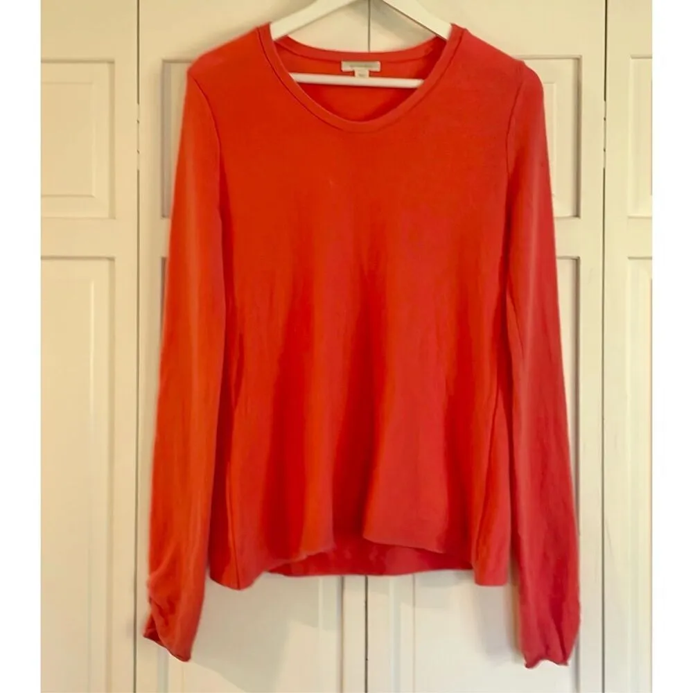 Garnet Hill 100% Cashmere orange coral sweater small - Image 3