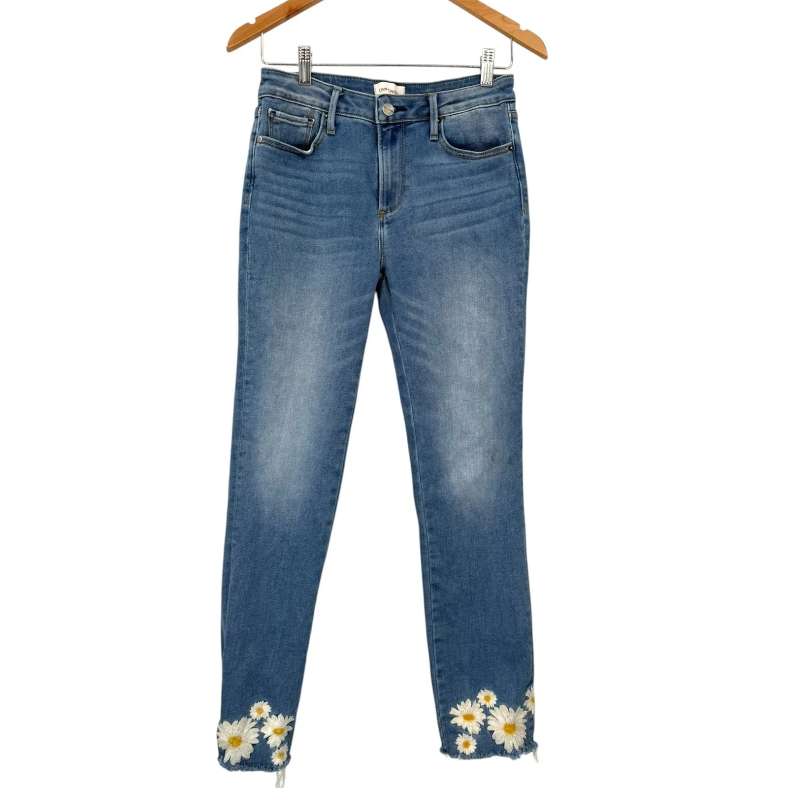 Driftwood | 27 | Colette Embroidered Crop Straight Jean Daisy Flowers 26"inseam - Image 2